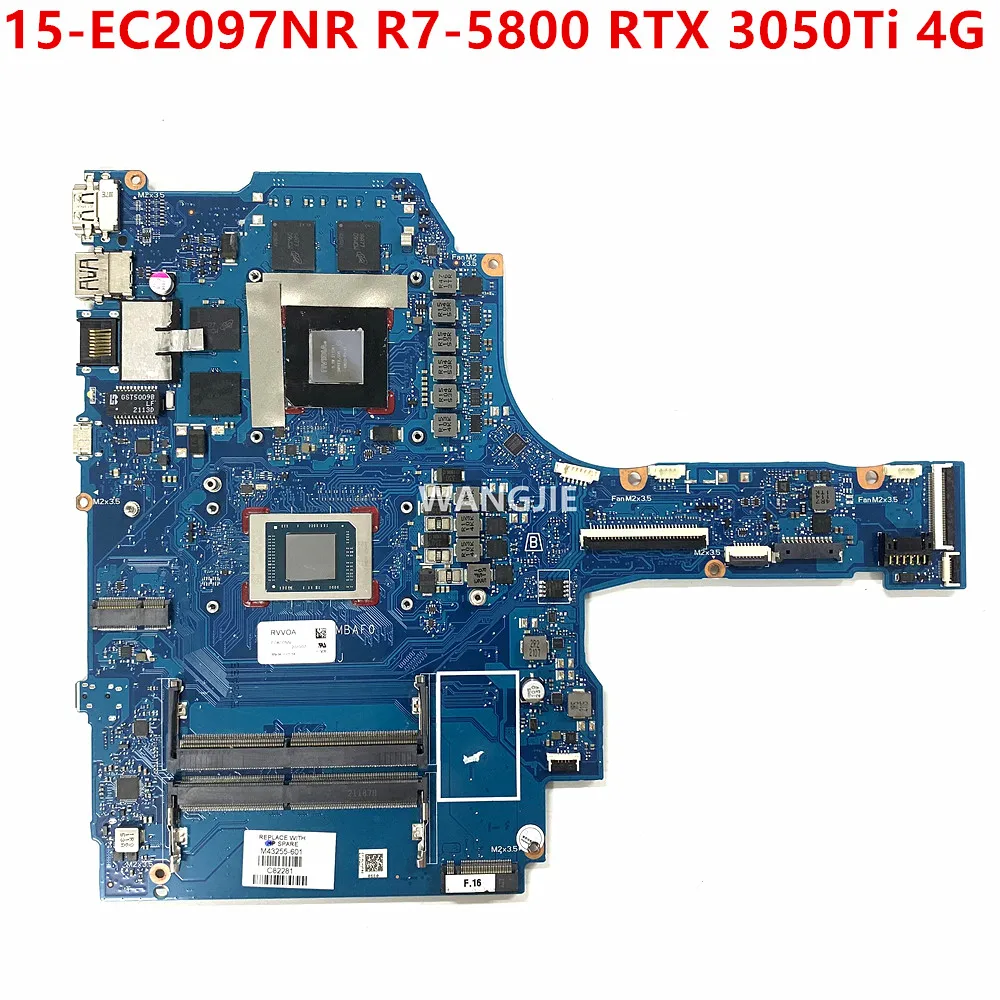 

For HP PAVILION GAMING 15-EC2097NR 15-EC Laptop Motherboard M43255-601 M43255-001 DAG3HJMBAF0 R7-5800 GeForce RTX 3050 Ti 4GB