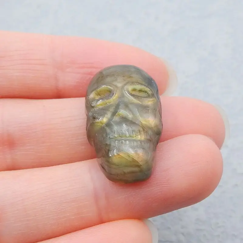 Резной череп яркий натуральный лабрадорит модные ювелирные изделия ручной