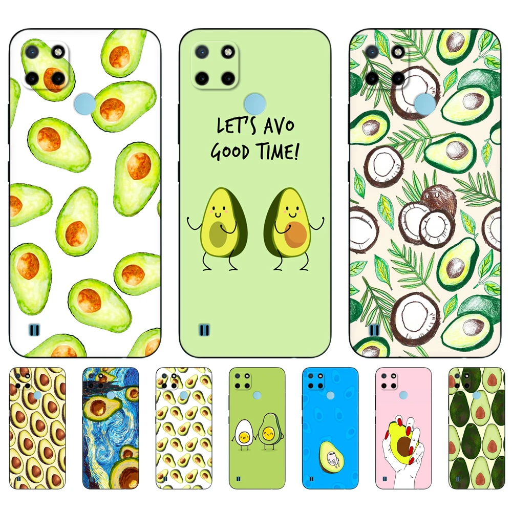 

case for realme 8 9 pro 8i 9i silicone cover c11 c21y c25y c25 c25s realme GT 5G Neo 2 funda fruit avocado black tpu case