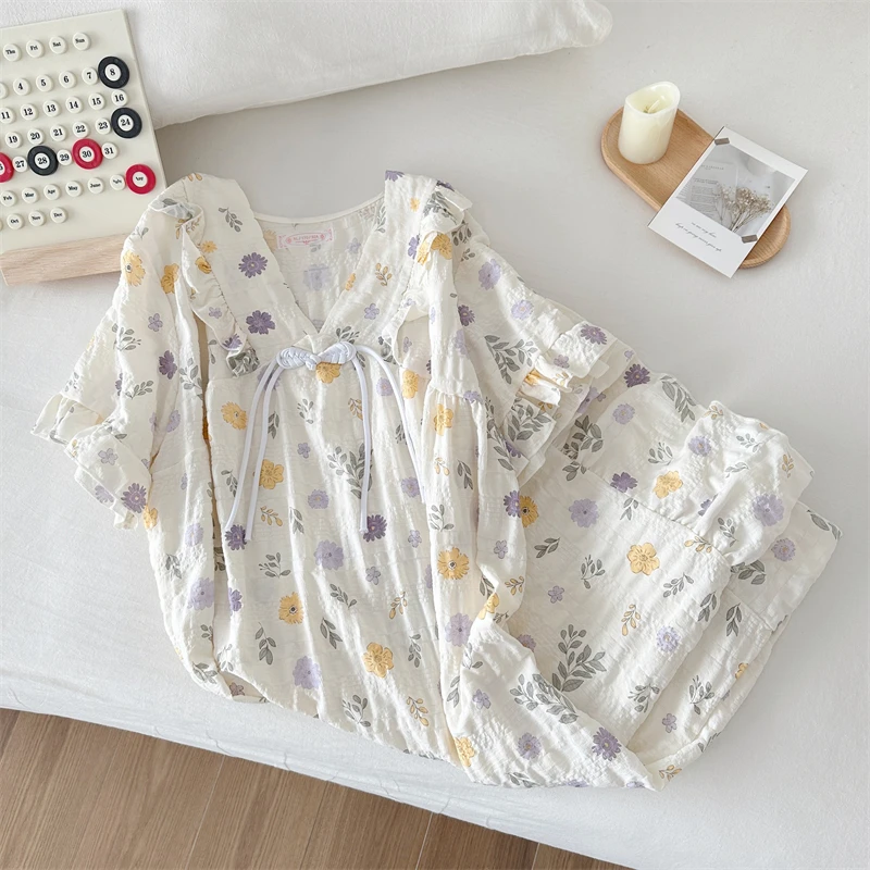 Можно носить на улице летняя женская ночная рубашка из чистого хлопка милая