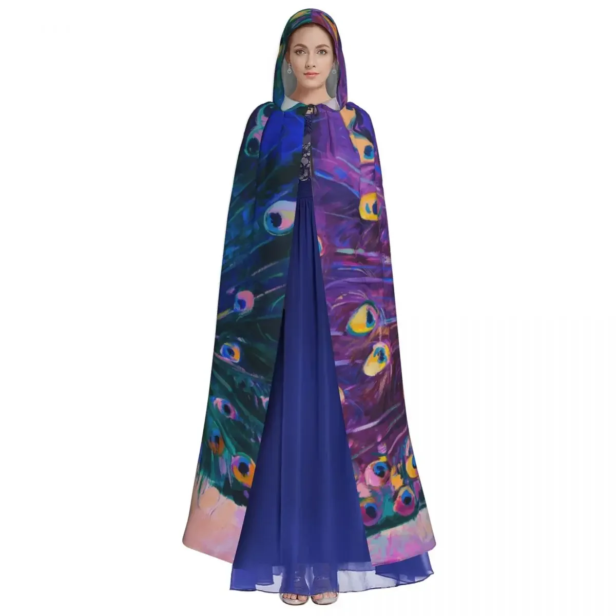 Костюм унисекс с капюшоном лавандовый павлин перьями накидка ведьмы вампира