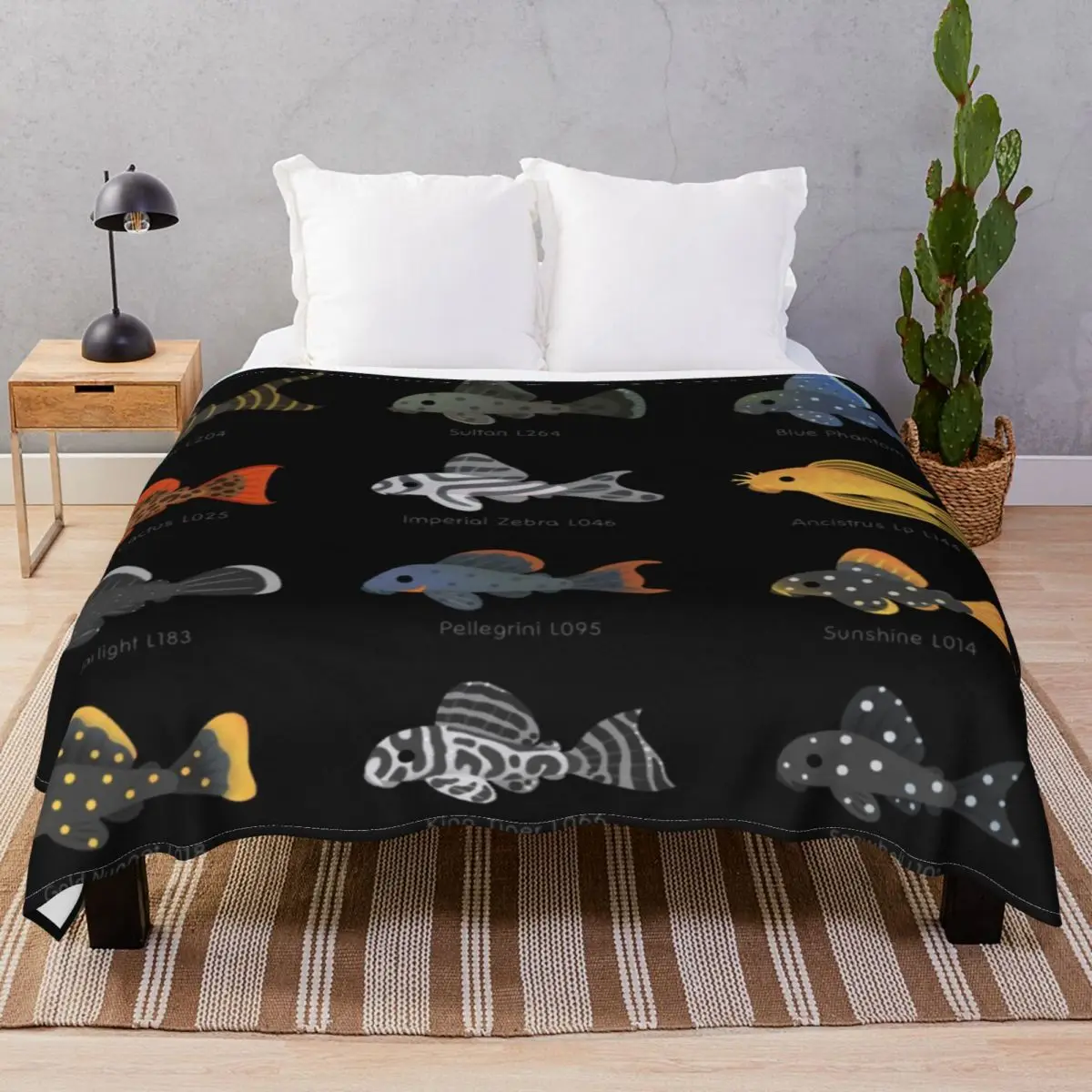 Pleco Black Blankets Flannel Summer Warm Throw Blanket for Bedding Home Couch Camp Office