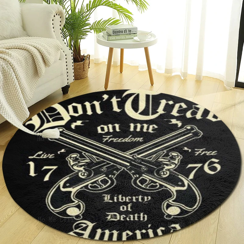 

Cross Pistols And Free Or Die Isolated In Darkness By Light Round Mat Non Slip Flannel Floor Rugs By Ho Me Lili