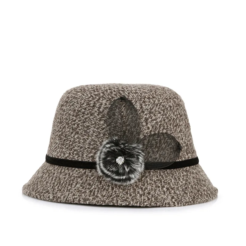 Hat The New 2022 Ms MAO Qiu Diamond Mother Cap Outdoor Warm Elegant Folding Women Wool Lady |