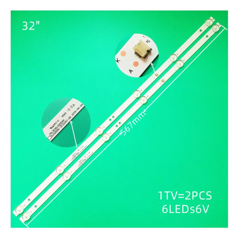 

2pcs LED strip For 32LH0202 32HH1830 PK-32D16T KJ32D06-ZC22AG-09 12 20E 303KJ320044 KM0320LDCH HTV-32R01-T2C/A4/B DLED32HD 2X6