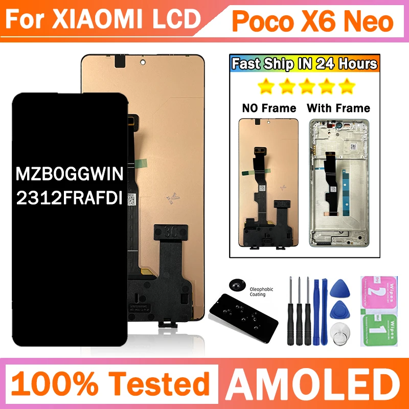 MZB0GGWIN 2312FRAFDI ЖК-дисплей для Xiaomi Poco X6 Neo X6Neo Дисплей Сенсорный экран Дигитайзер