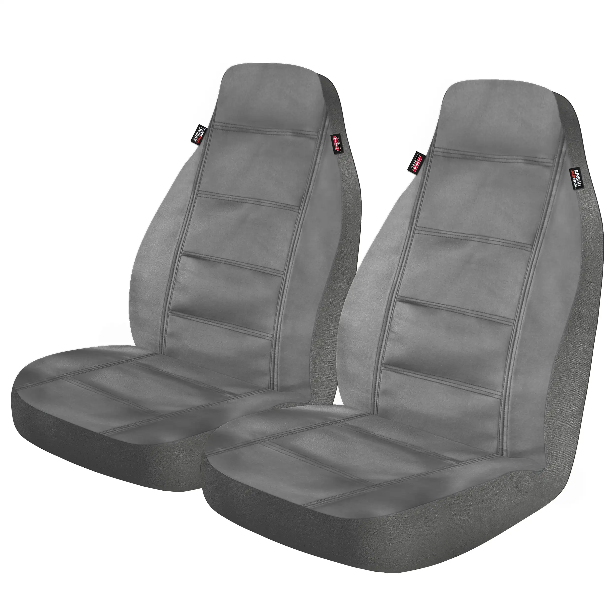 2 Piece Prestige Vegan Leather Car Seat Covers Gray, 806475