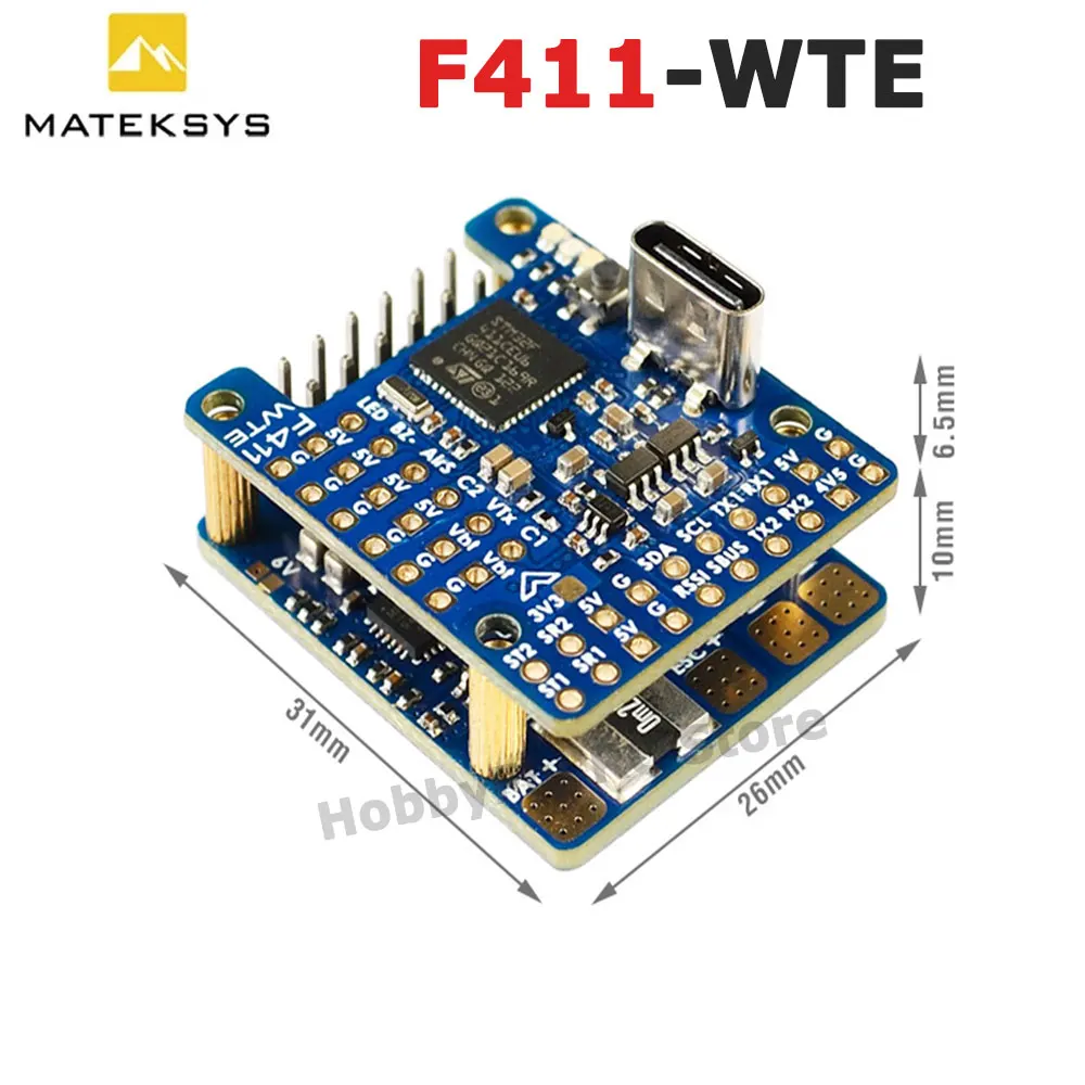 Контроллер полета MATEK F411 Φ STM32F411 INAV встроенный BEC 5V Выход 2-6S ESC 90A Датчик тока 22*22 мм