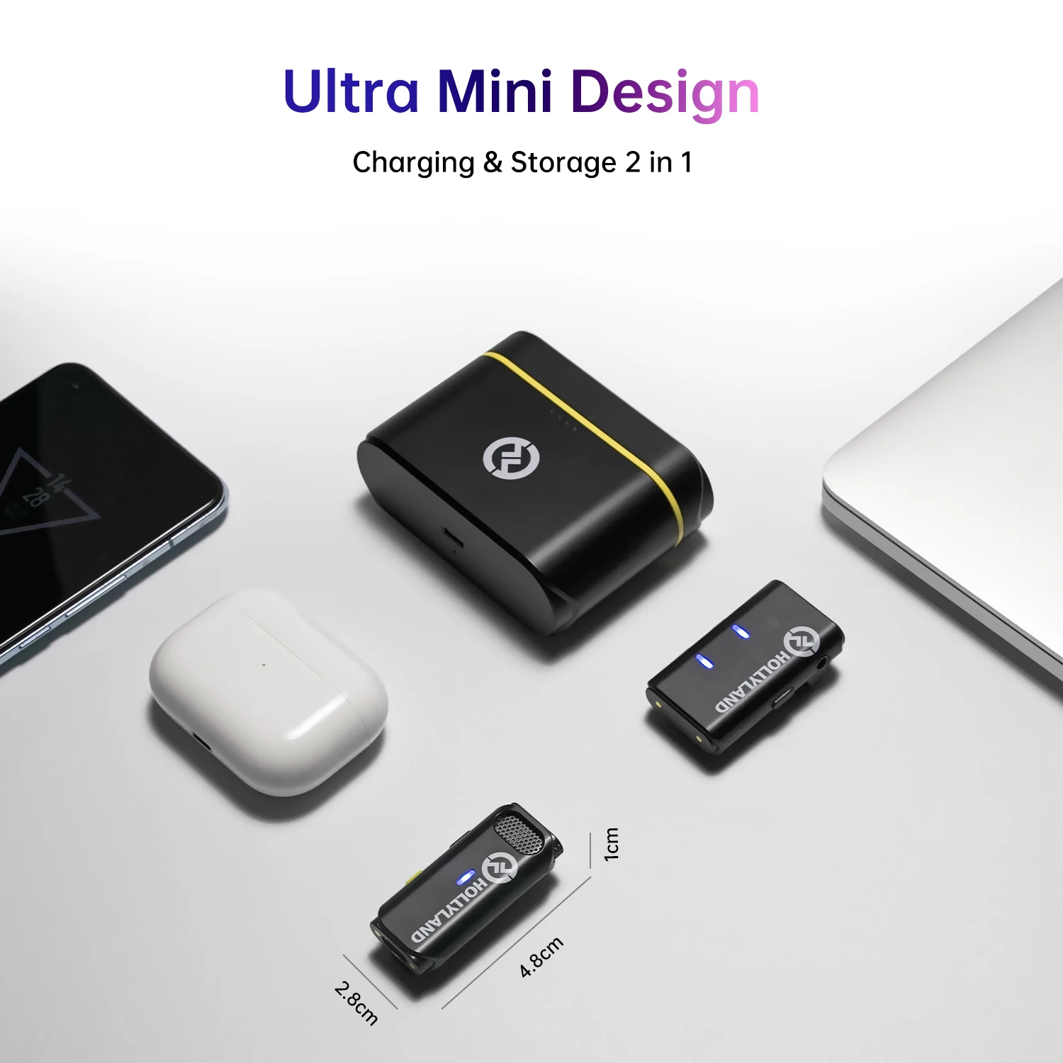 Hollyland Lark M1 [Official] Wireless Lavalier Microphone 2.4Ghz 200m with Charging Case for Vloging Live Streaming Microphone