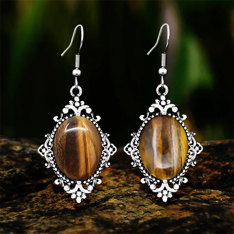 Серьги-подвески Anstory Унакит из нержавеющей стали