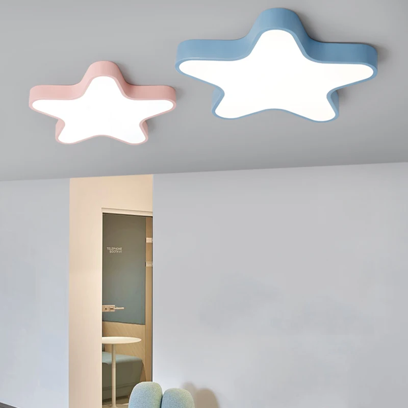 Nursery Light Modern Ceiling Lights Pink Blue Star Babies Kids Children Room Bedroom Girls Boys Led Ceiling Lamp Light Fixtures