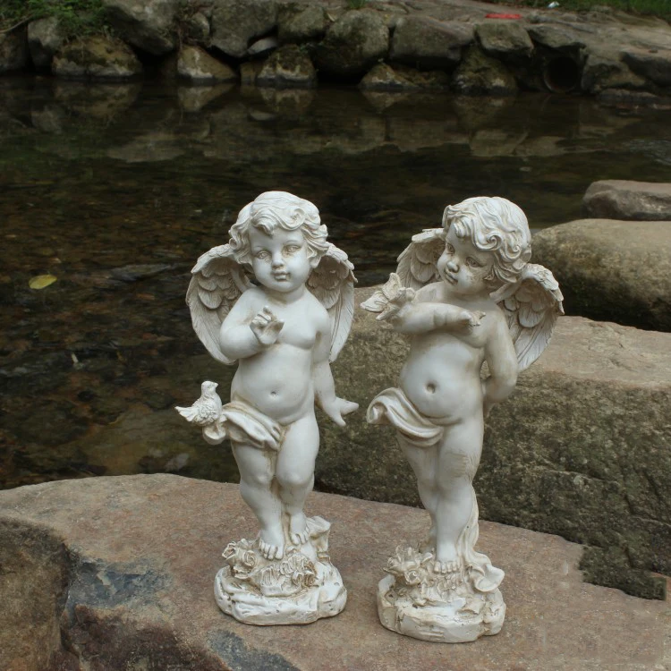 

European Outdoor Cute Resin Angel Craft Figurines Garden Decoration Ornament Sitting Ball Angel Home Furnishing Desktop Statues