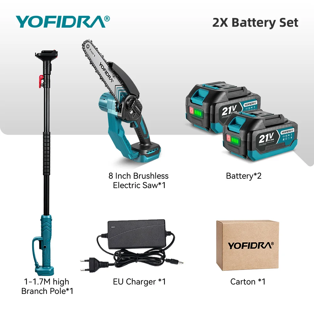 

YOFIDRA 8-дюймовая бесщеточная телескопическая электропила для Makita 18В