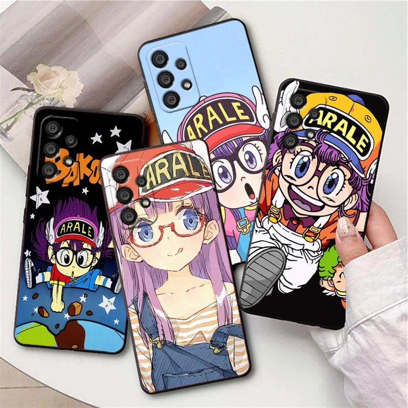 Аниме Dr Slump Arale для Samsung A55 A35 A25 A15 A14 A73 A53 A13 A05S A03S A02S A71 A52 A32 черный мягкий чехол