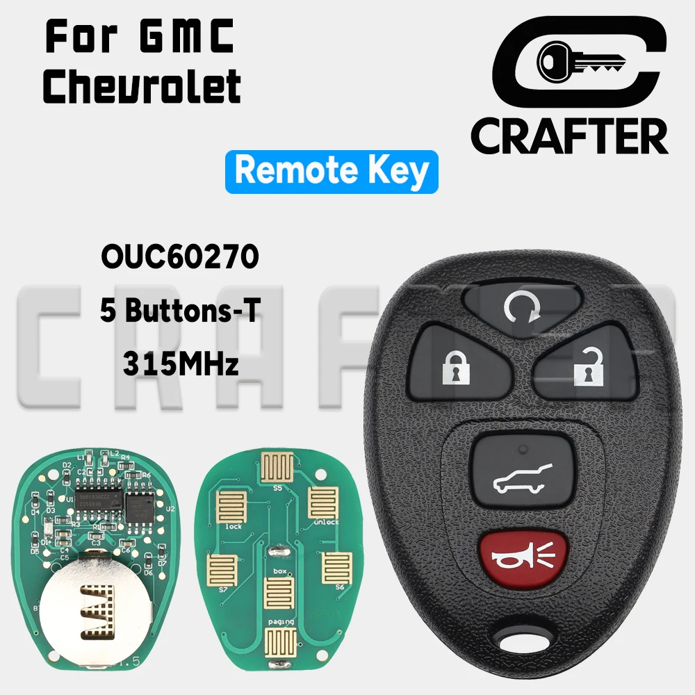 

Ключ Crafters Автомобильный дистанционный ключ OUC60270 315 МГц 3-6 кнопок для Chevrolet Tahoe Traverse для GMC Chevy Silverado Buick Hummer