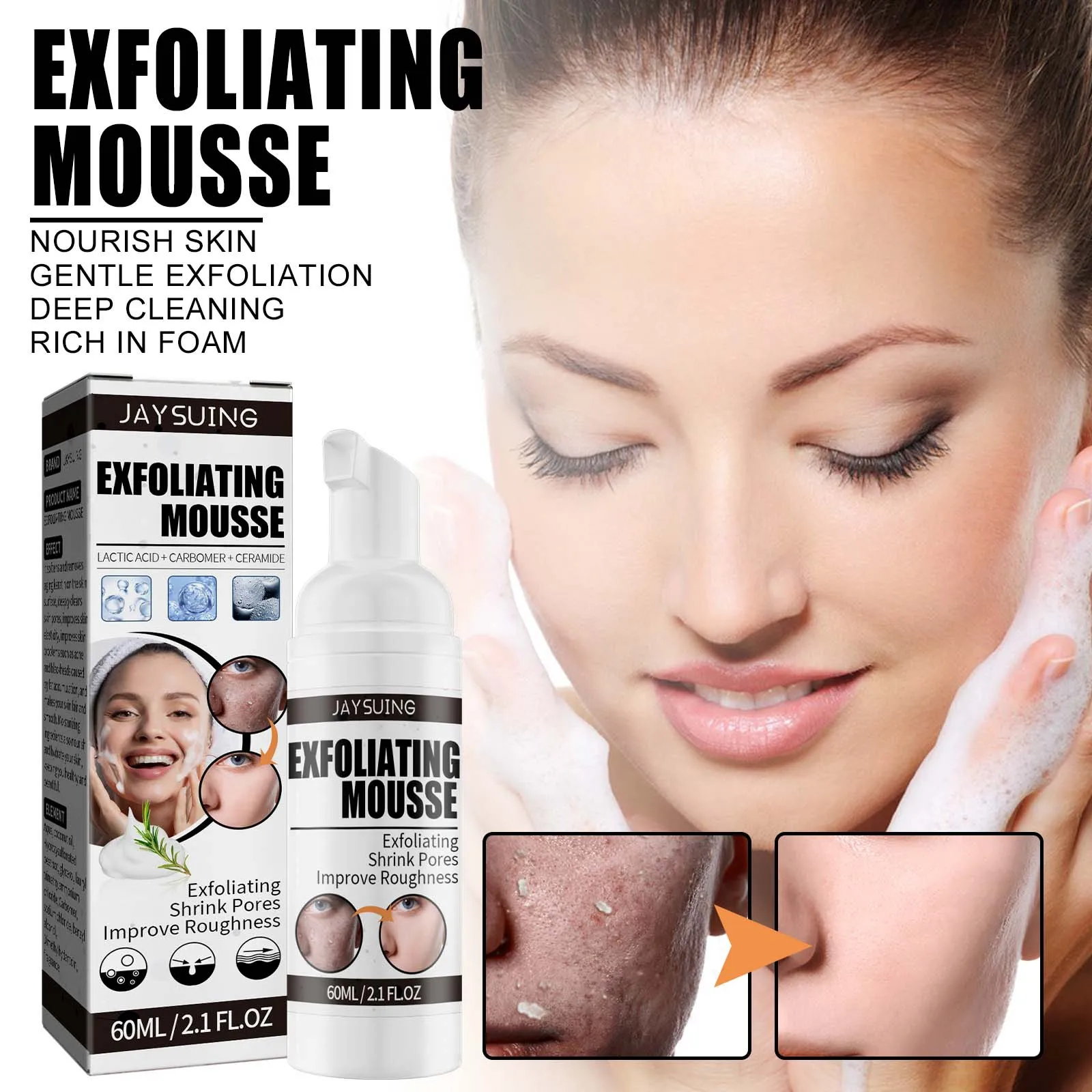 

Deep Oil Control Cleanser Exfoliating Mousse Cleansing Pore Exfoliating Moisturizing Foaming Gentle Non-Irritating