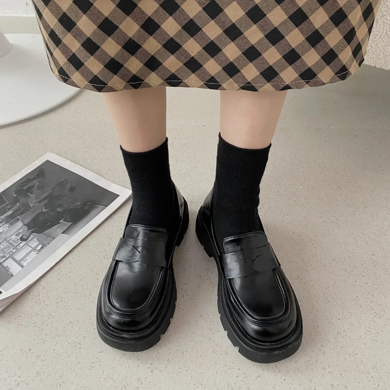 

Women's Sneakers With Platform Shoes Woman-shoes Thick Sole Casual Black Slip-on 2022 Roses Solid Lace-Up Round Toe Rubber Leisu