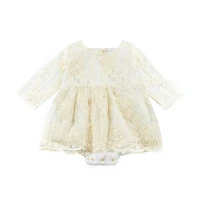 2022 baby romper dress sweet casual round neck long sleeves newborn girls floral lace jumpsuits