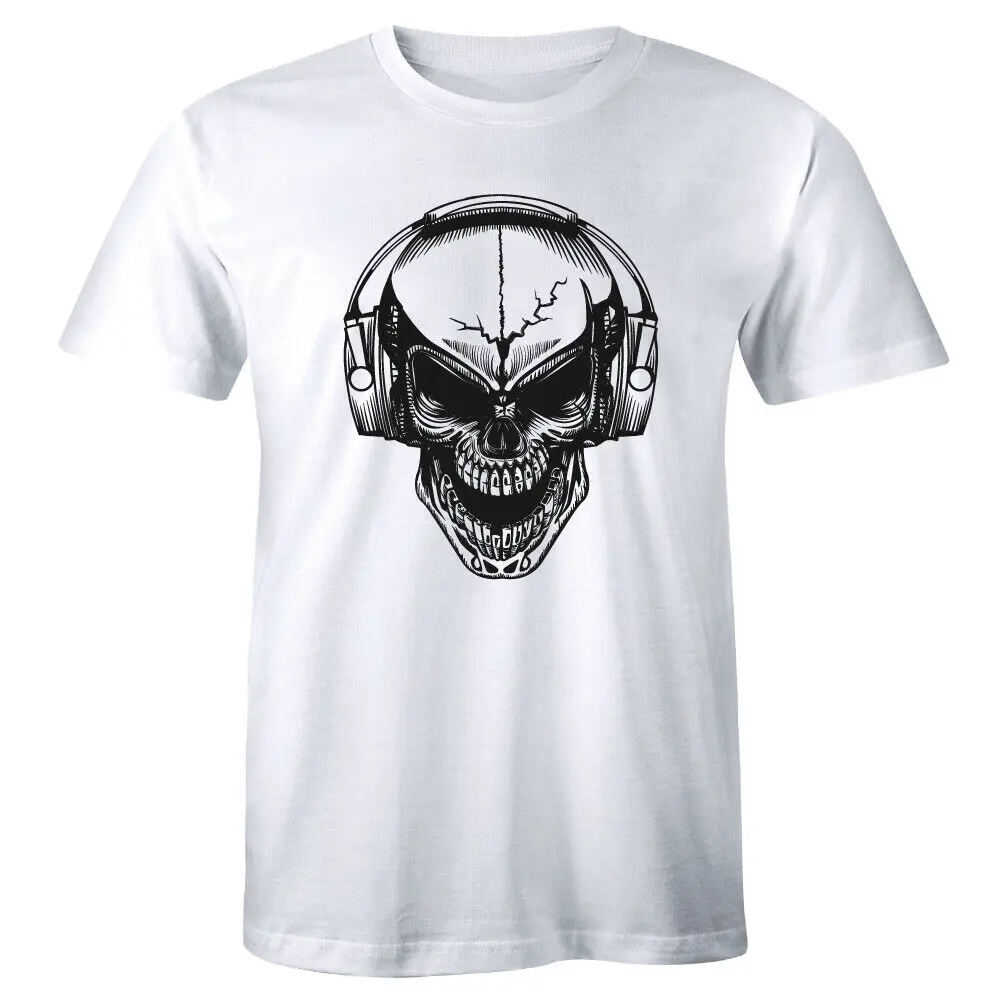 Мужская футболка премиум-класса с изображением диджея черепа клуба музыки