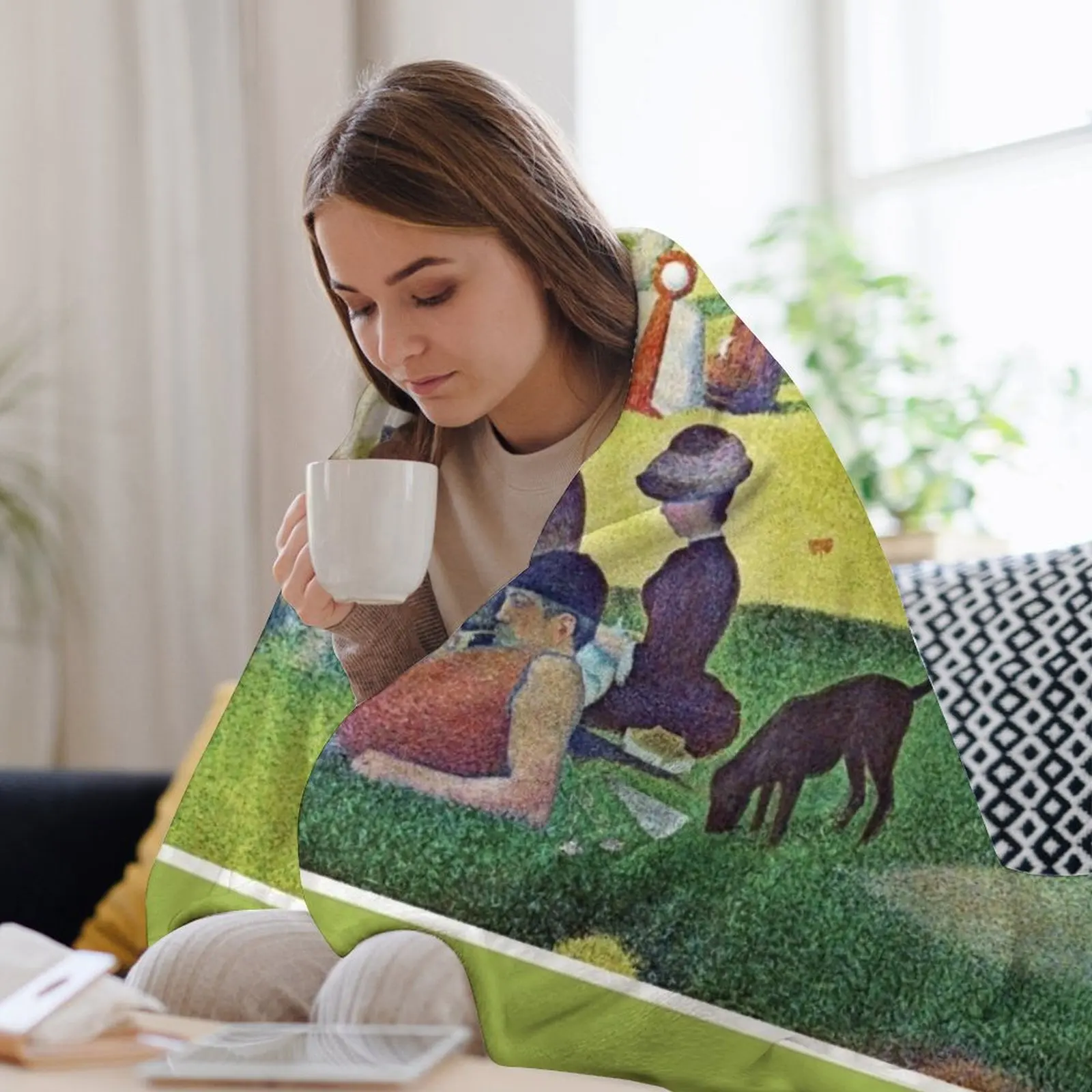 Плюшевое одеяло Seurat's A Sunday Afternoon on La Grande Jatte