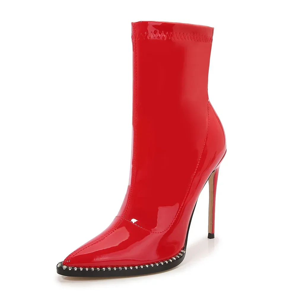 Великолепные ботильоны Челси в оправе со стразами средние сапоги на шпильке