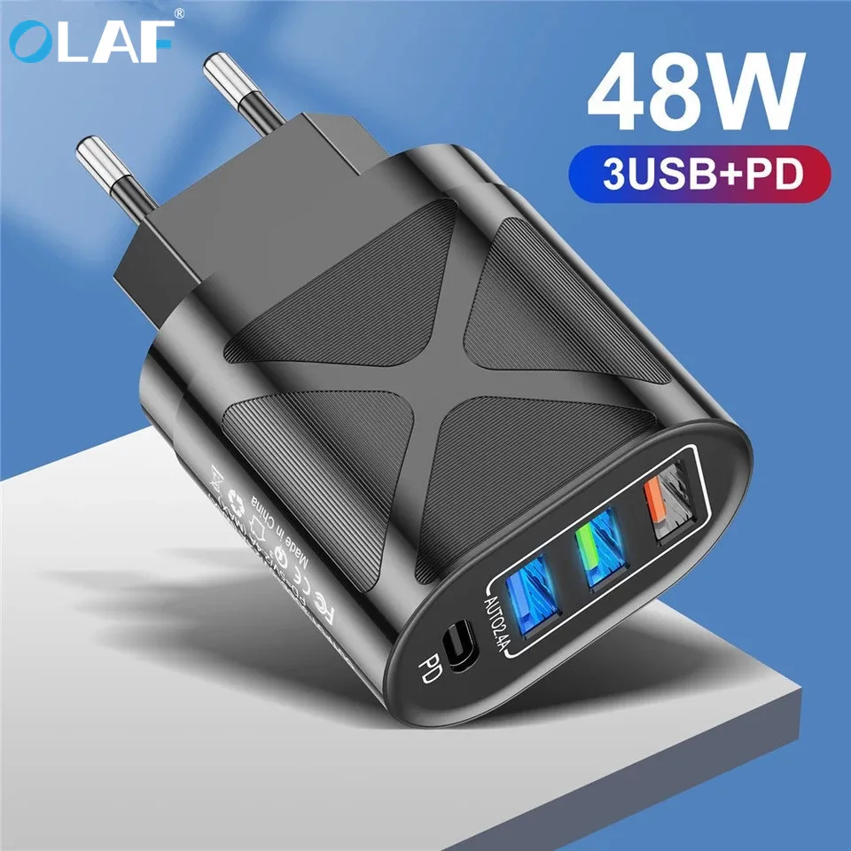 

Olaf 48 Вт PD USB C зарядное устройство Быстрая зарядка 3,0 Type C зарядное устройство для Samsung S10 S21 Xiaomi быстрое зарядное устройство адаптер