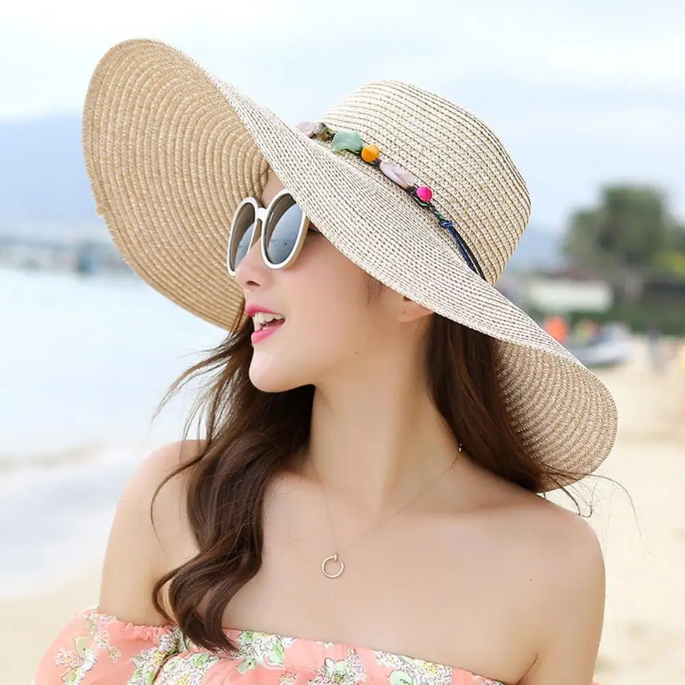 

Популярная пляжная шляпа тонкая Складная неформируемая женская шляпа от солнца с широкими полями с защитой от УФ-лучей