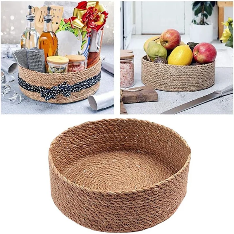 Соломенная плетеная корзина для белья износостойкая сумка хранения закусок