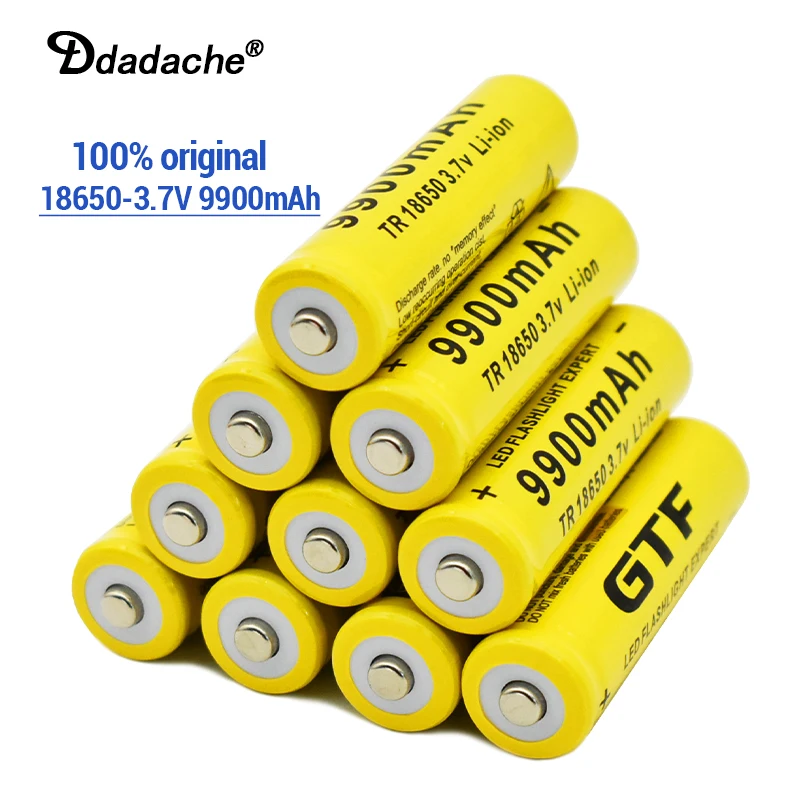 

100% new 18650 li-ion Rechargeable Battery 3.7V 9900mah GTF Battery is very suitable for flashlights or electronic devices..