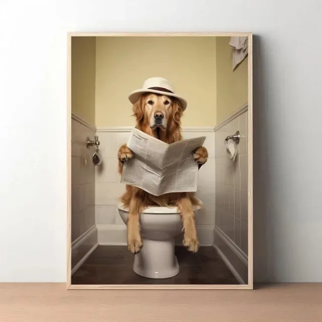 

Печать на холсте Cute Giraffe Greenland Dog Highland Cow Funny Animals in Tub