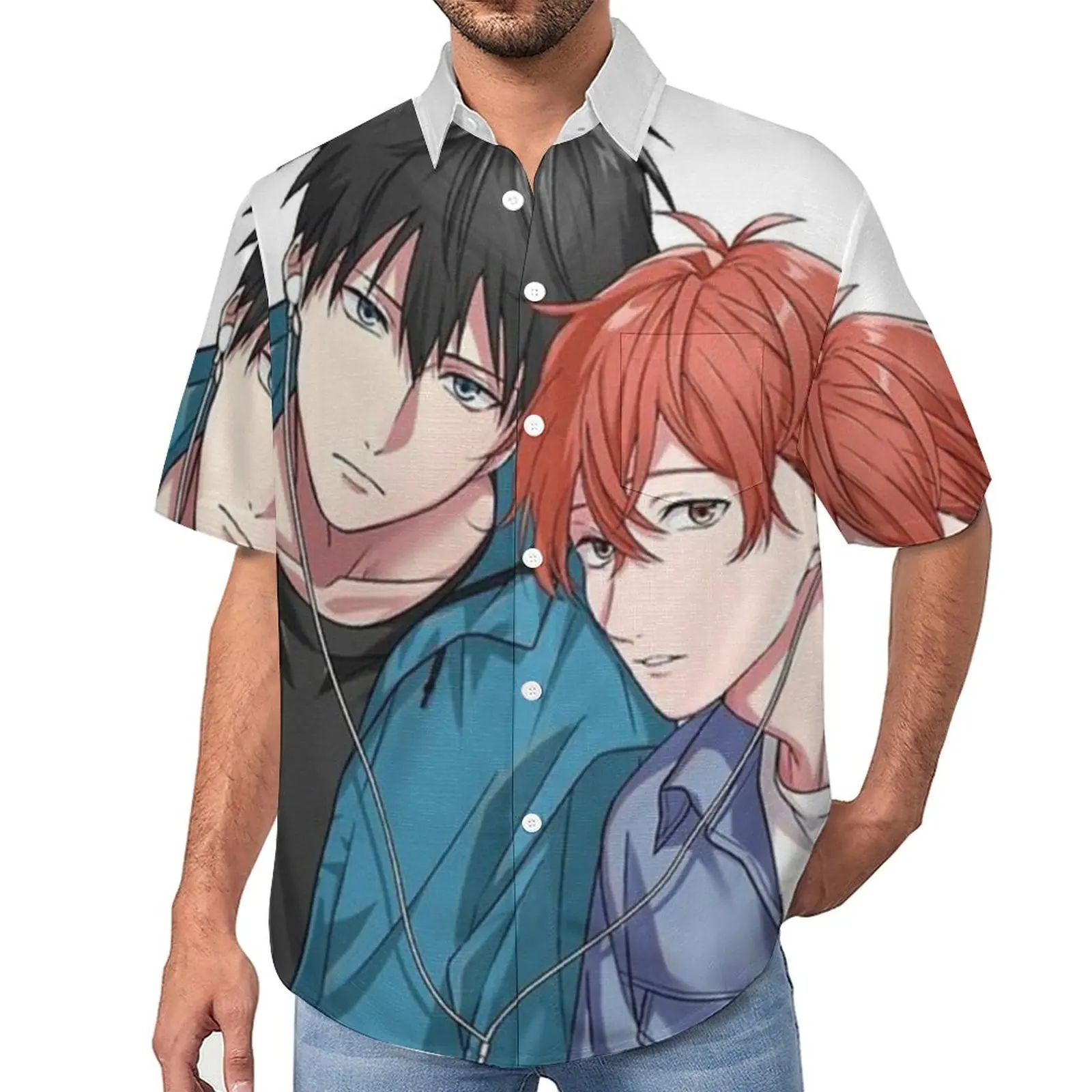 

Мужская пляжная рубашка с коротким рукавом, в стиле кэжуал