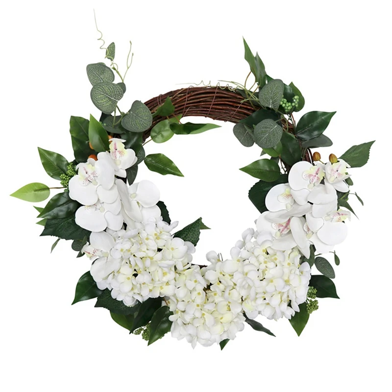 

Artificial Hydrangea Phalaenopsis Wreath Spring Summer Wreath For Farmhouse Home Wedding Party Wall Window Outdoor Decor