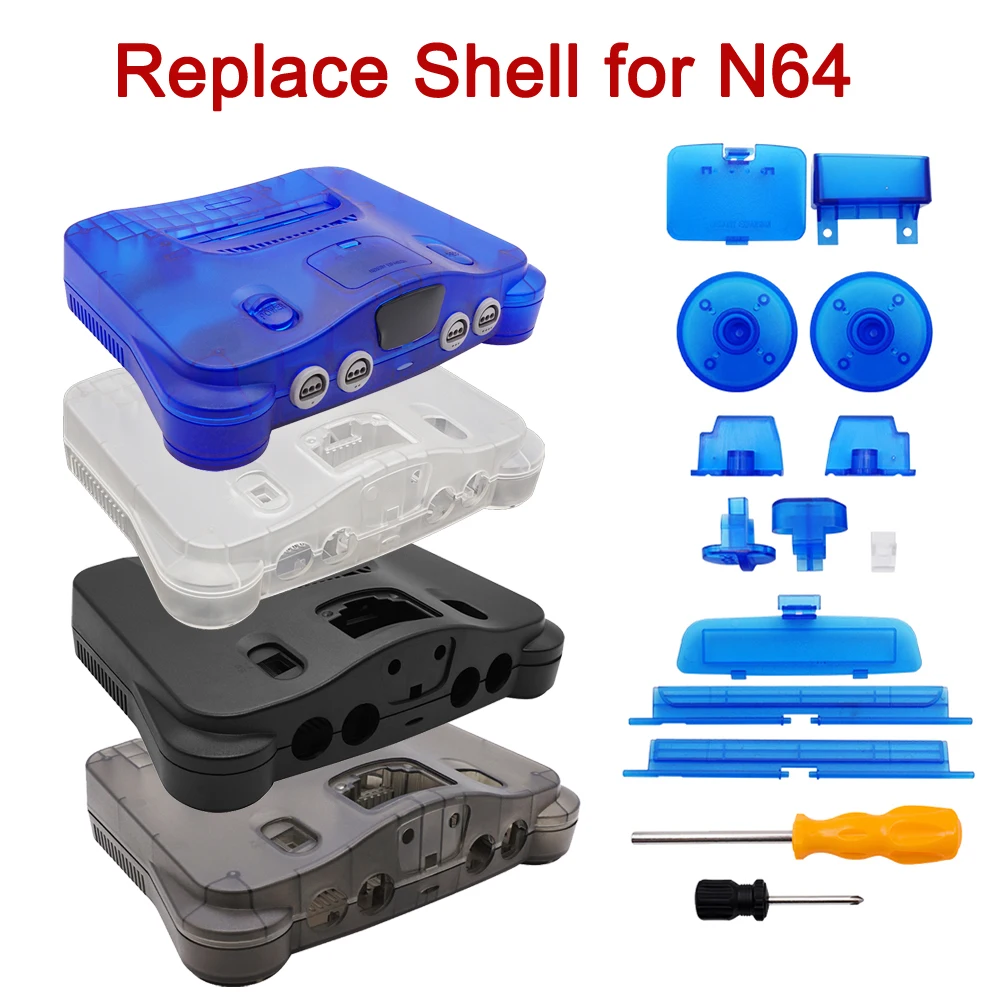

Чехол для игровой консоли Nintendo N64, пластиковый, прозрачный, сменный