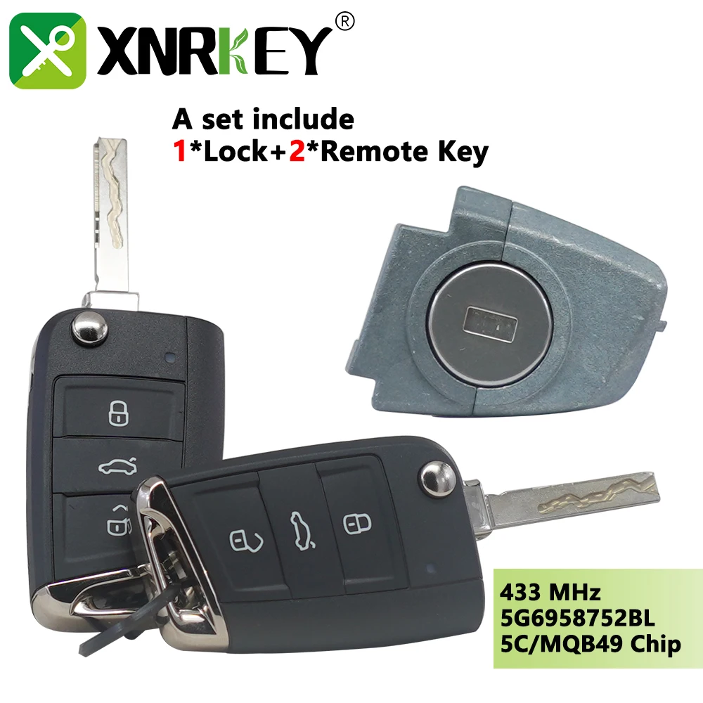 

XNRKEY for VW Golf Mk7 Polo Tiguan Skoda Octavia Leon 5G6959752AB BB Keyless Smart Car Key Megamos AES MQB Chip