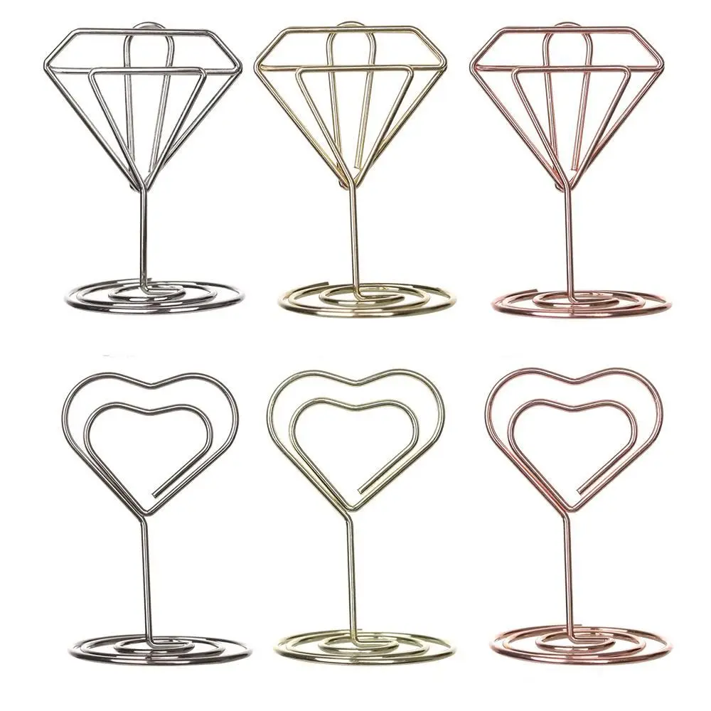 

Romantic Heart Shaped Card Holder Wedding Party Desktop Decoration Photo Clip Table Place Number Stand Card Holder Note Holder