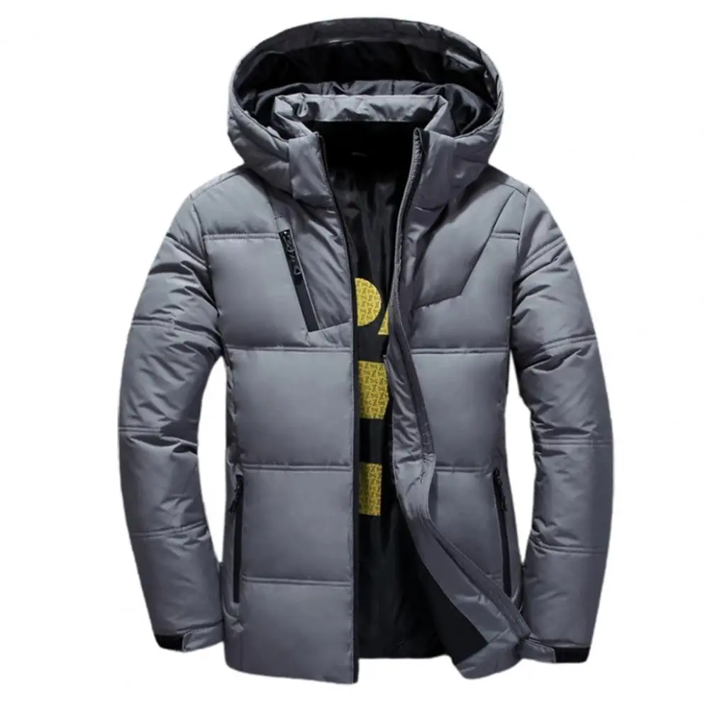 Winter Warm Men Jacket Coat Casual Autumn Stand Collar Puffer Thick Hat White Duck Parka Male Men's Winter Down Jacket With Hood