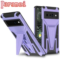 paramei shockproof bracket phone case for google pixel 6 pro magnetic car holder kickstand protective cover for google pixel 6