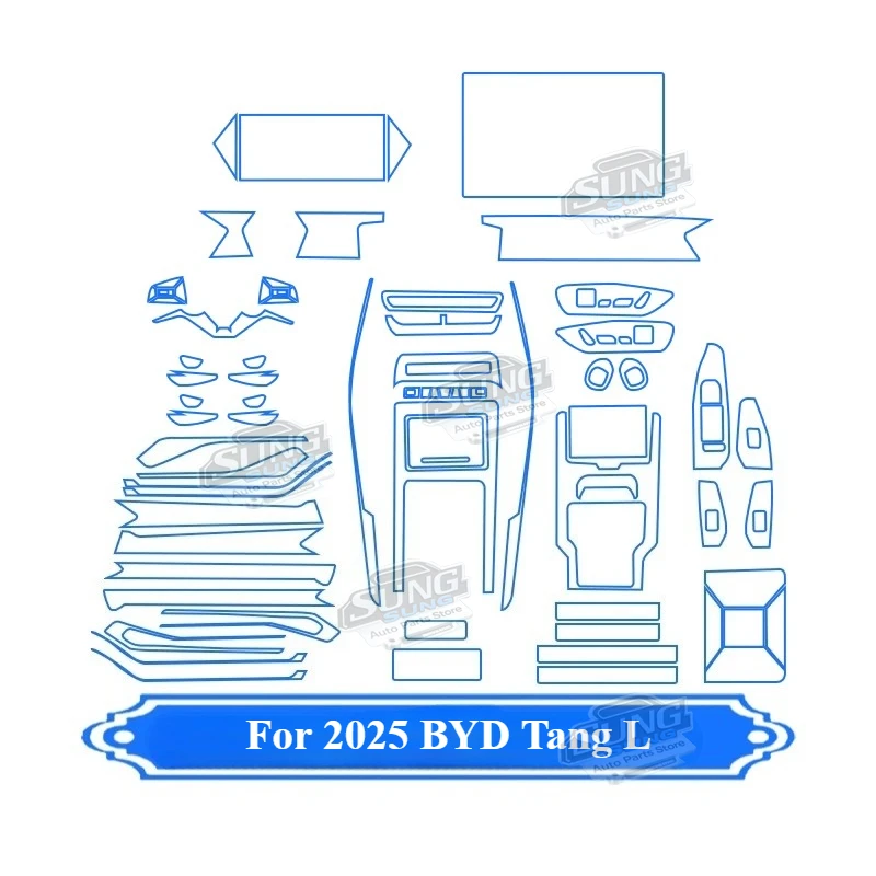 

Для 2025 BYD Tang L Tpu прозрачная пленка для салона автомобиля, наклейка для консоли, навигации, защитная пленка для экрана, аксессуары для декора интерьера