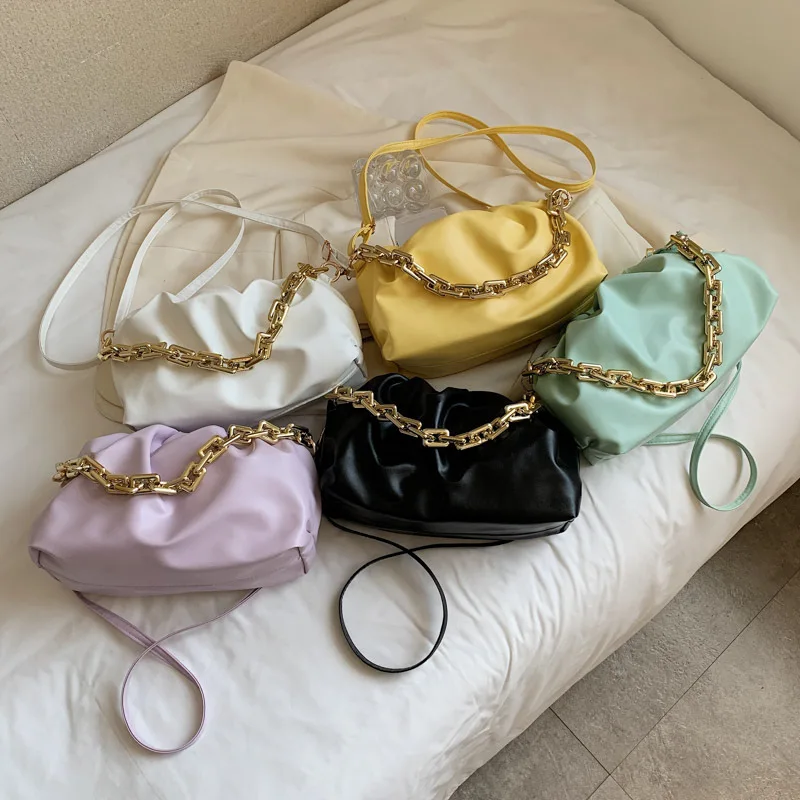 

Solid Color Pleated Tote Bag 2022 Fashion New High-quality Soft Leather Woman's Designer Handbag Travel Shoulder Bag Armpit Bag