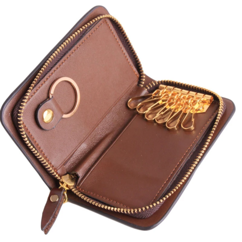 

New Car Key Pack Leather Key Holder Unisex Keychain Covers Zipper Car Key Case Bag Creative Car Accessories