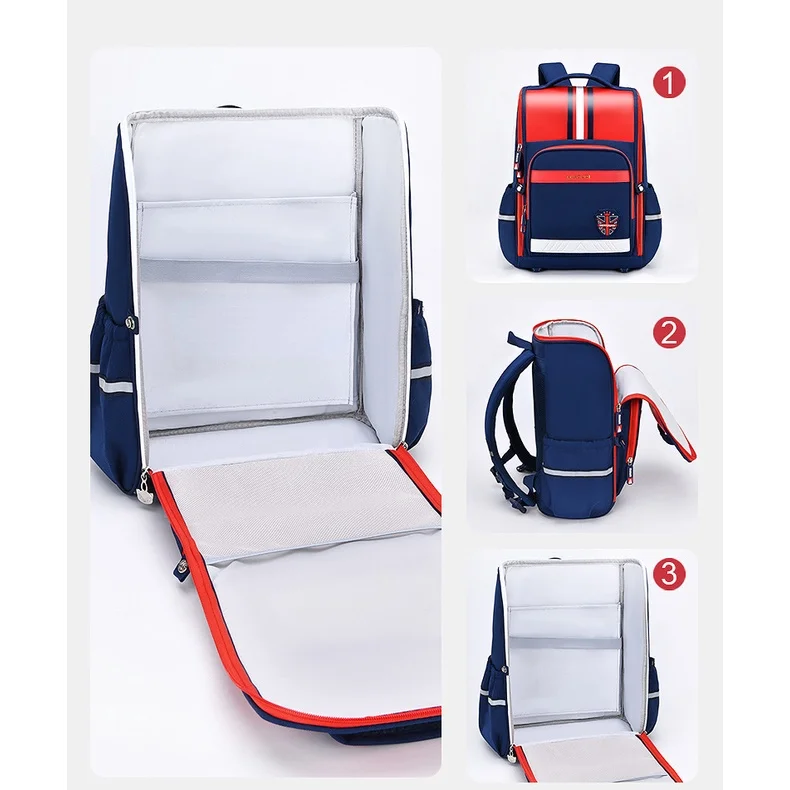 Grade 1-6 Kids British Style PU Backpacks New Girl Boy Waterproof Fashion Noble Schoolbag Primary Students Large Capacity Bags