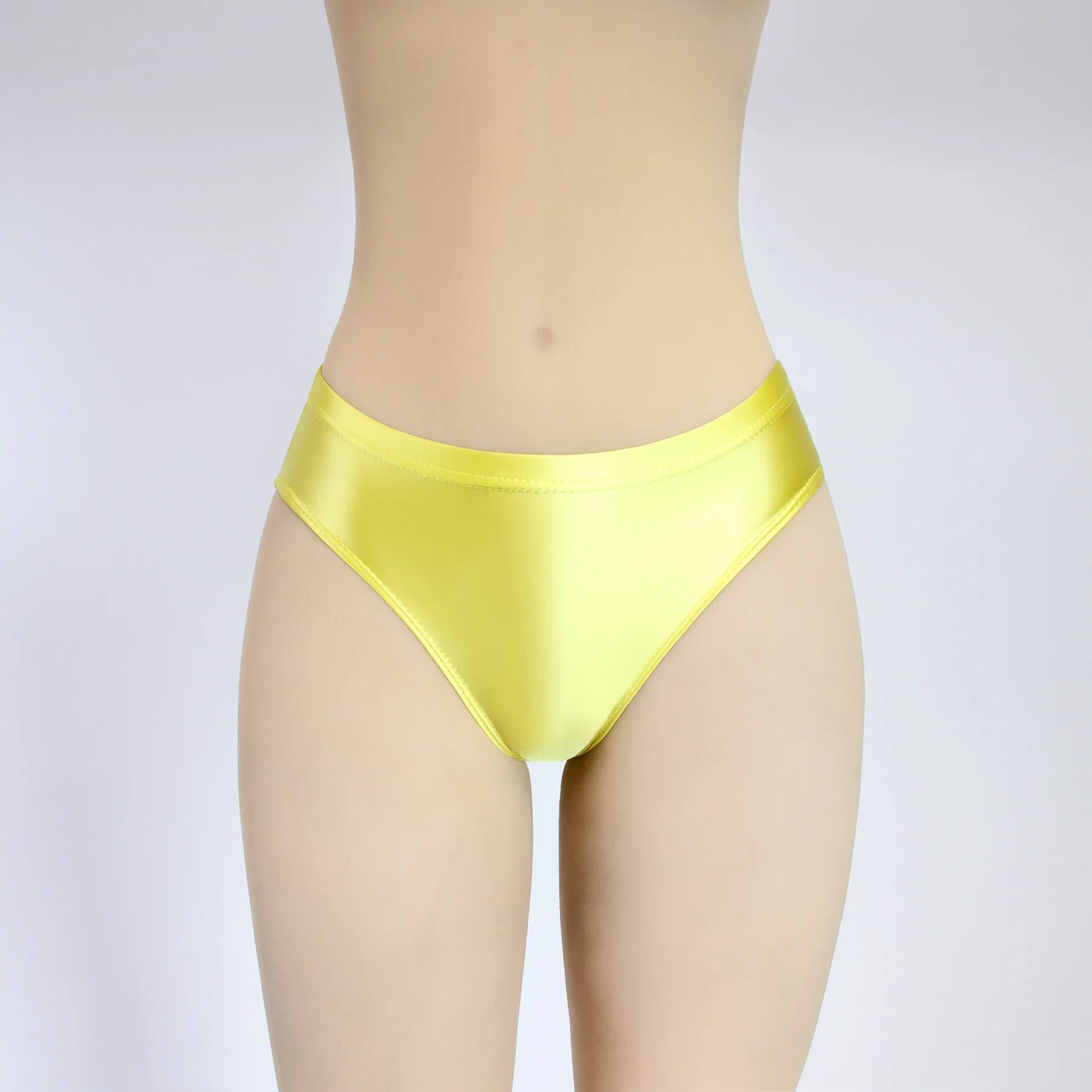 XCKNY new Sexy gloss Briefs Bikini Bottoms with Buttocks Silky Solid Bikini low-waisted Tights Underpants Oily swimming trunks