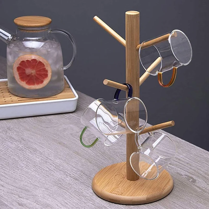 Бытовая деревянная вертикальная полка для хранения чашек дисплей кухни кофе и