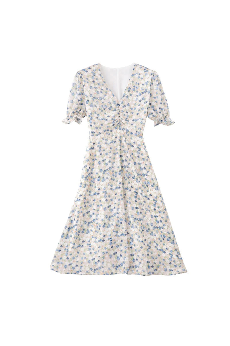 French sle Retro Floral Dress Women Summer New Gentle Stem Orange First Love Fairy Temperament Mori look Tea Break Skirts