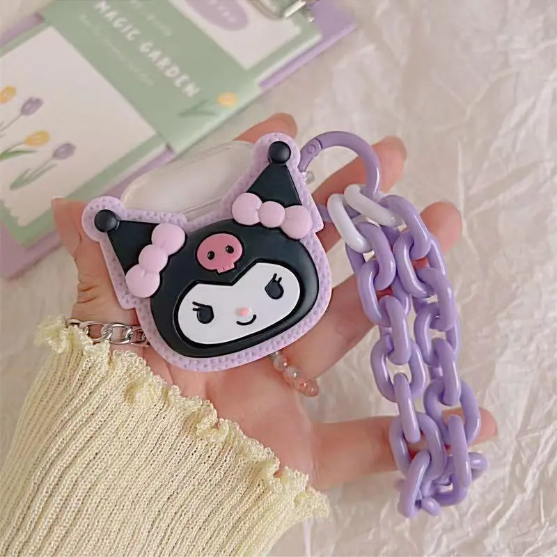

Sanrio cute 3d doll kuromi with Bracelet Earphones Case for Apple AirPods Air Pods 1 2 3 Pro Cover Protective Headphone Box Bag