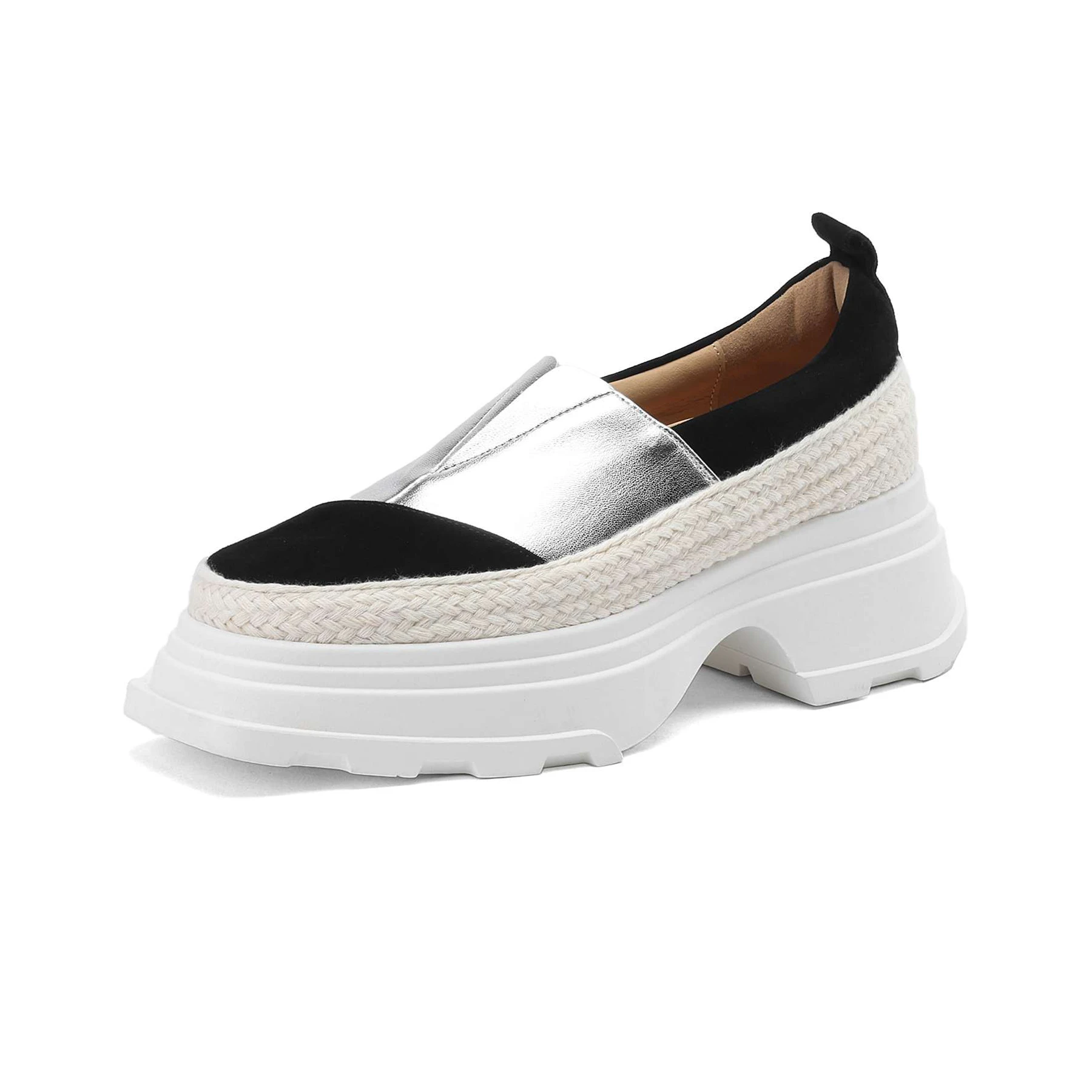 Брендовые Лоферы Lanxuryee из коровьей кожи на высоком каблуке с круглым носком