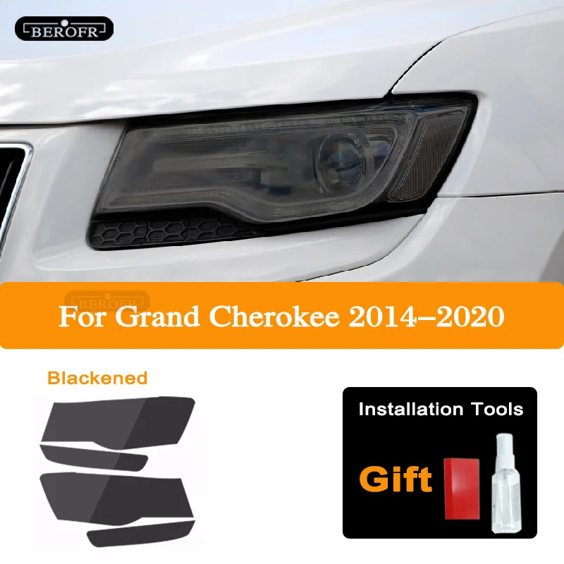 

Для Jeep Grand Cherokee WK2 2014, защитная пленка для фар автомобиля, дымчатая черная прозрачная защитная наклейка из ТПУ, аксессуары