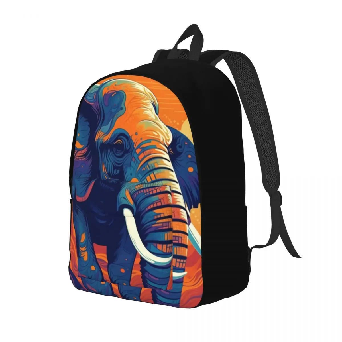 

Elephant Canvas Backpacks Abstraction Illustration Bag Festival Backpack Breathable Pretty Bags