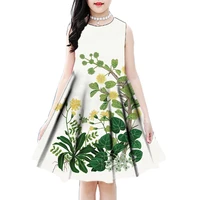 2022 new 3d print summer flowers elegant casual princess party dress autumn fashion casual dress 2 18 year old dress