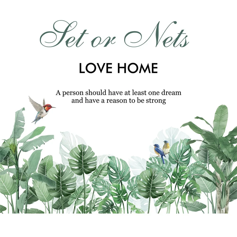 Тропические зеленые листья настенная наклейка украшение для спальни гостиной